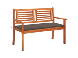 Banco de jardín de 2 plazas con cojín de 120 cm en eucalipto macizo, Dkd Home Decor