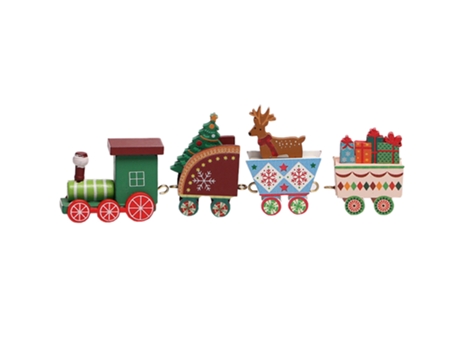 Tren de Navidad Decoración navideña de madera pintada Juguetes de regalo para niños, Adorno de mesa de Navidad (estilo 1)