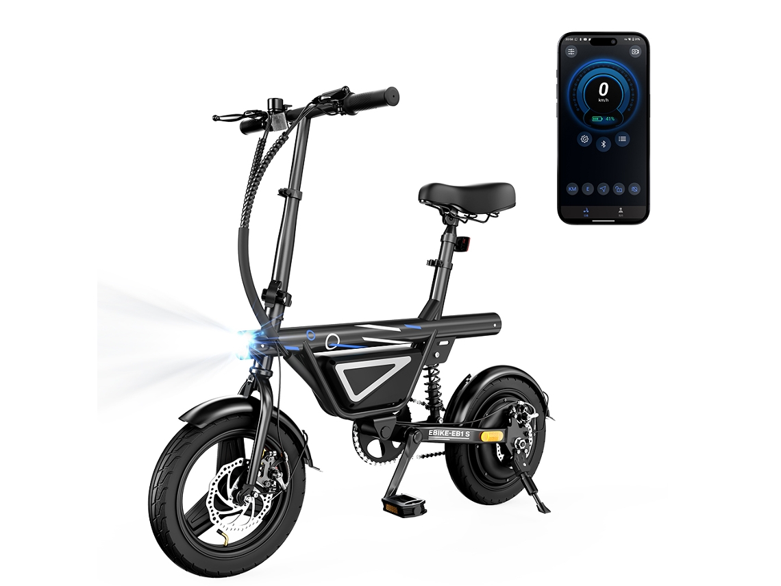 Bicicleta eléctrica Iscooter Eb1s, 36 V 12 Ah, motor de 250 W (potencia nominal), neumático de 14 pulgadas, 3 velocidades, gran autonomía, aplicación, estándar E