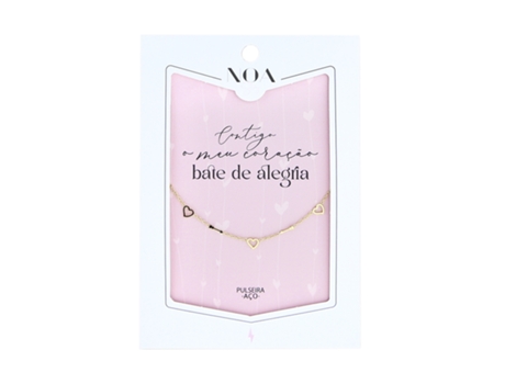 Pulsera de acero dorado NOA STORY Corações Contigo O Meu Coracao Baté de Alegria Op22007-Pt