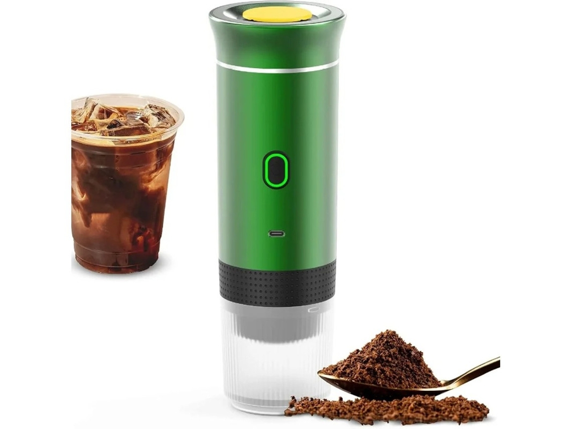 Mini cafetera eléctrica semi-inalámbrica 3 en 1 para coche, hogar y viajes, color verde Yizhood