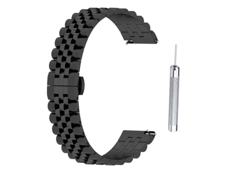 Correa de reloj universal ajustable de 20 mm con cinco filas de cuentas Negro