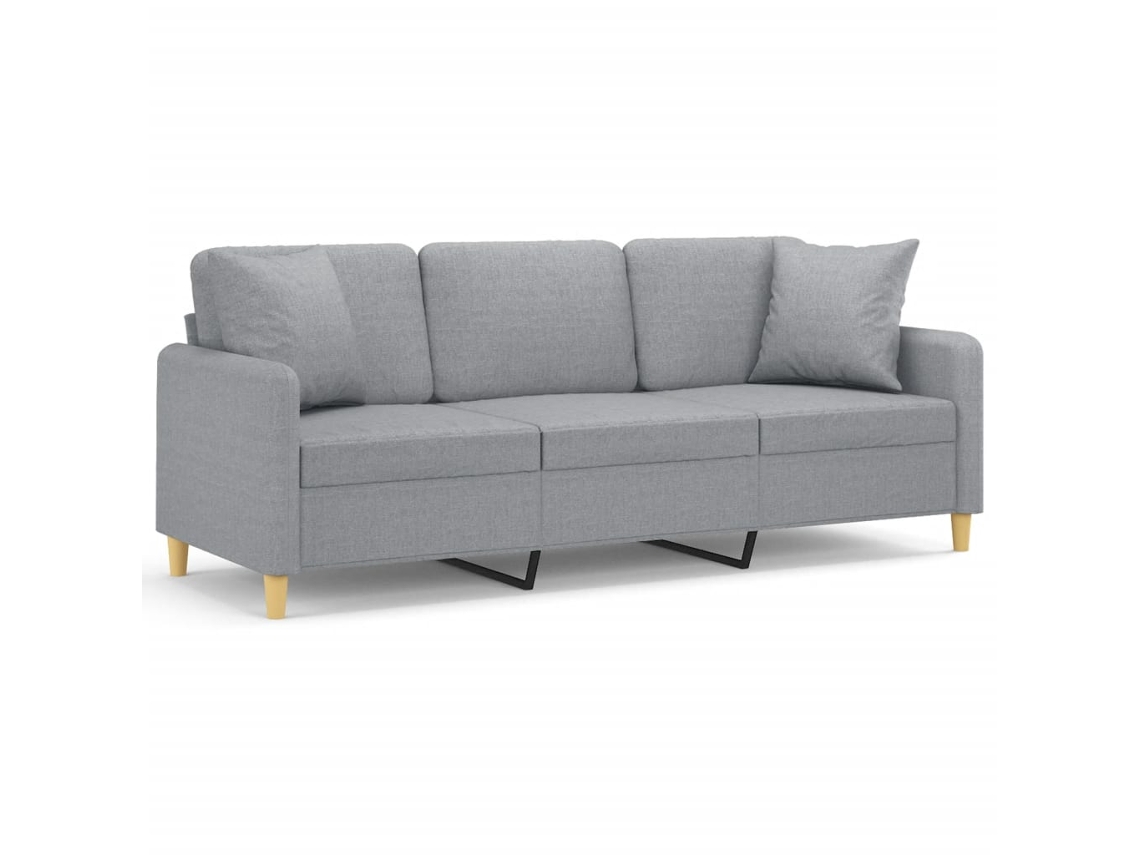 Maison Exclusive - Sofá De 3 Plazas Con Cojines Tela Gris Claro 180 Cm