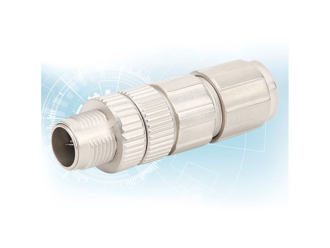 2026as - Conector industrial M12 de 8 pines con codificación X, totalmente metálico, para cables Ethernet.