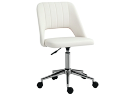 Cadeira De Escritório Com Altura Ajustável, Rodízios, Giro De 360°, Formato Ondulado, Espuma, 49 X 60 X 79-91 Cm, Branco Creme
