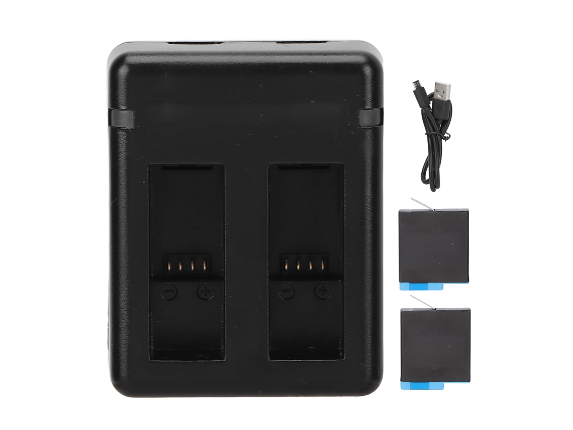 Cargador De Doble Batería Con 2 Baterías De 1220 Mah Para Cámaras Hero 5, 6, 7 Y 8.