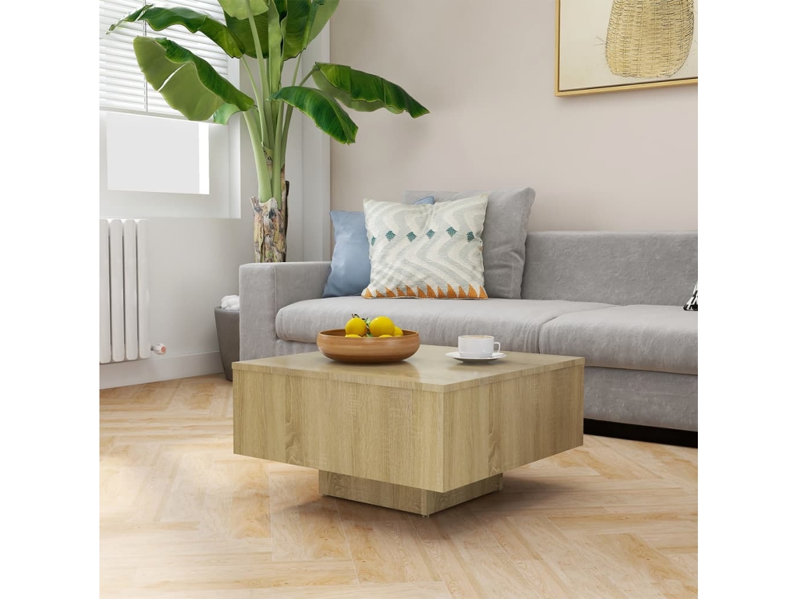 Mesa de Centro de Apoyo 60X60X31,5 Cm Contrachapado Roble Sonoma