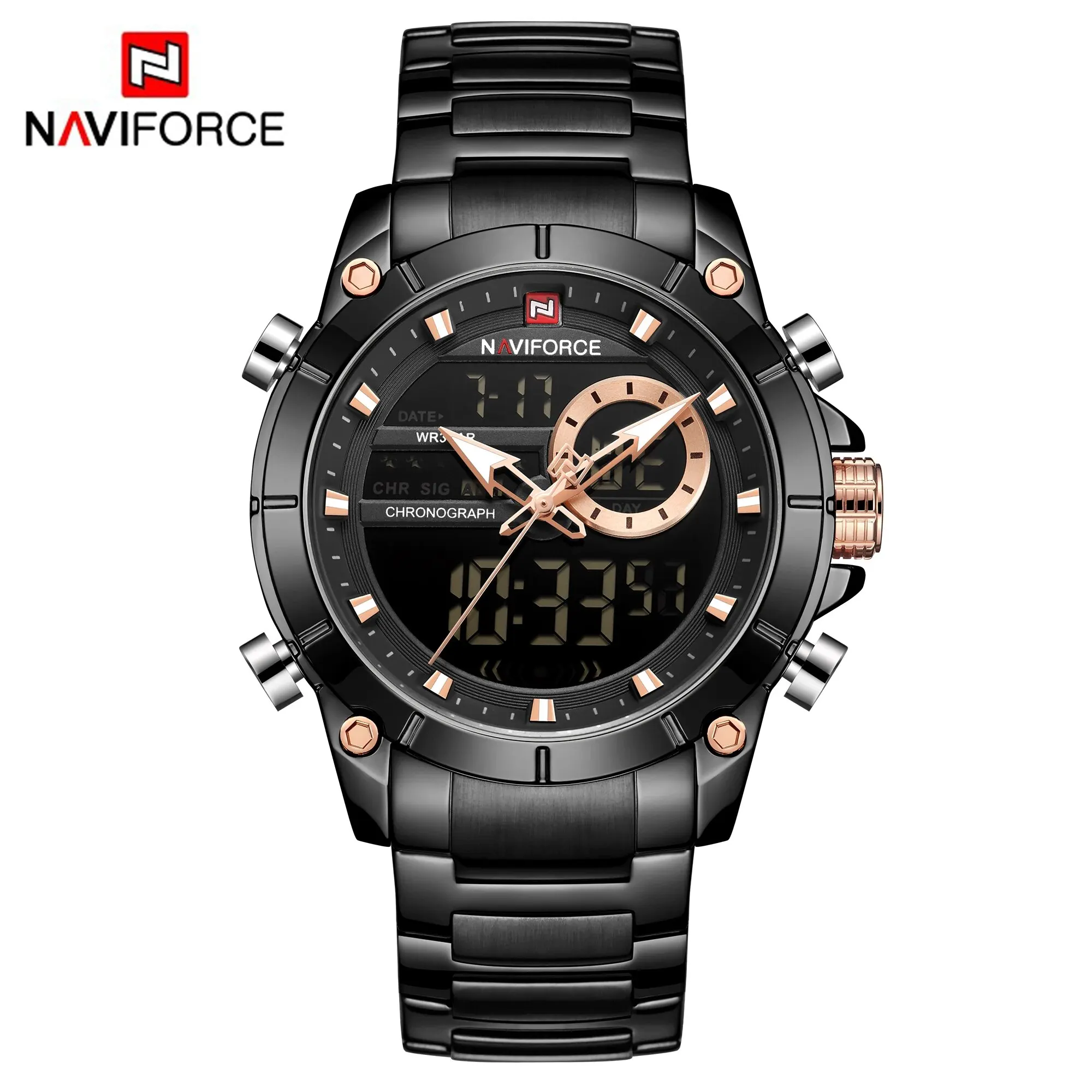 Reloj Deportivo De Lujo Original De Alta Gama Para Hombre, De Cuarzo, Acero Inoxidable, Resistente Al Agua Y Con Doble Pantalla.