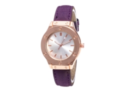Reloj De Pulsera Unisex De Moda Con Correa De Cuero Pu Dial Redondo Cuarzo (morado)