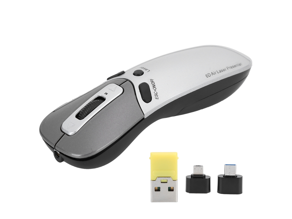 Mouse Óptico Sem Fio Apresentador Multifuncional 2.4ghz Plug And Use Com 8 Teclas E Distância De 15m