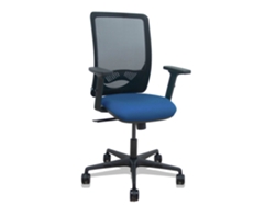 Silla De Oficina Zulema Con Mecanismo Sincro Tapizada Con Tela Color Azul Marino Y Malla Color Negro