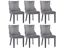 Juego De 6 Sillas Góndola De Terciopelo - Patas De Madera Maciza - Gris