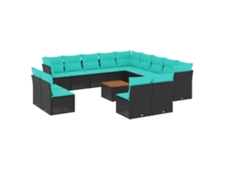 Maison Exclusive - Set De Sofás De Jardín Y Cojines 14 Pzas Ratán Sintético Negro