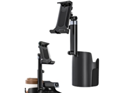 Soporte Giratorio De 360° Para Teléfono Móvil De Coche Con Extensión Para Bebidas Y Portavasos.