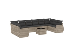 Maison Exclusive - Set De Sofás De Jardín 11 Pzas Y Cojines Ratán Sintético Gris