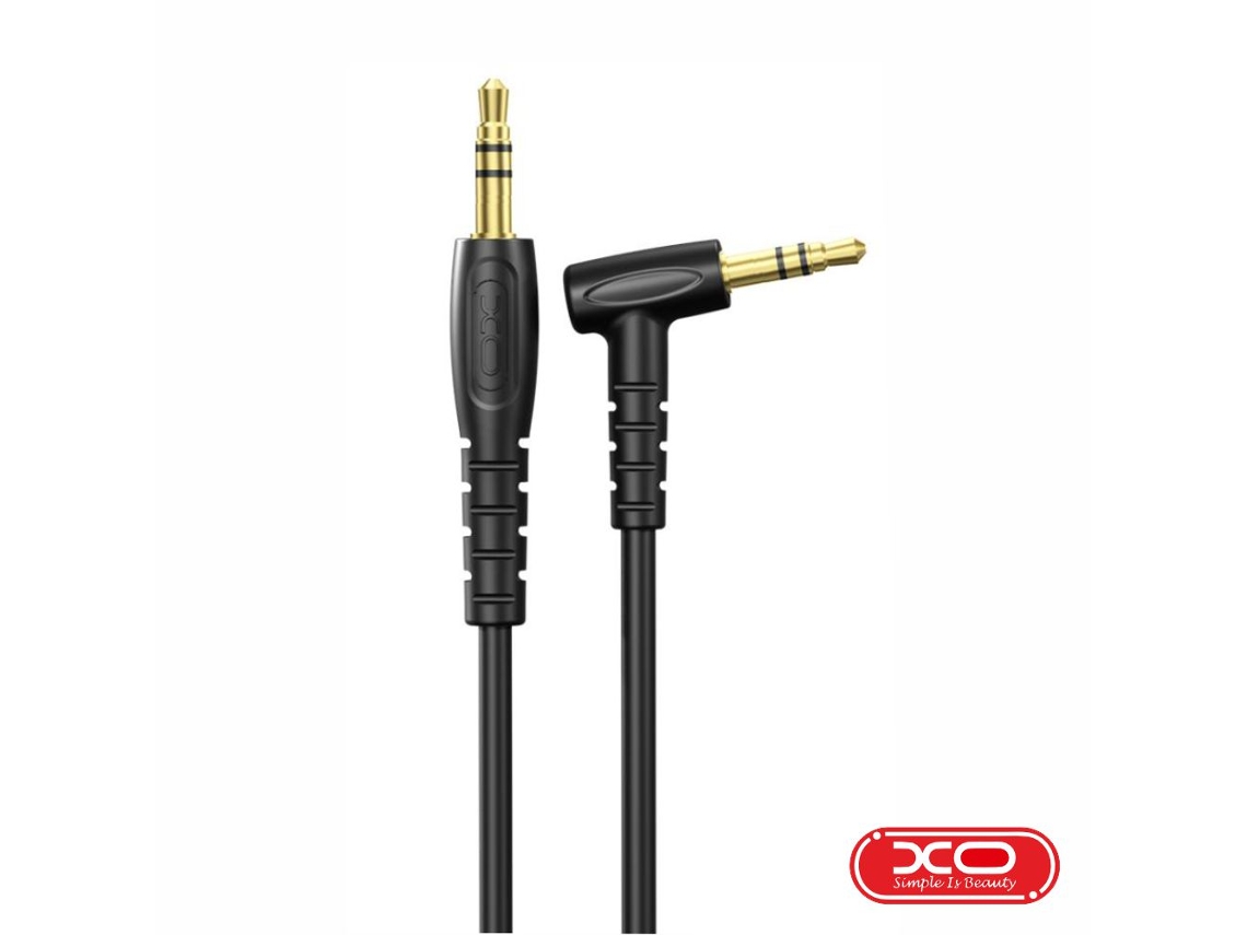 Cable Jack 3,5mm Macho / Jack 3,5mm 90º Macho 1m Negro Xo