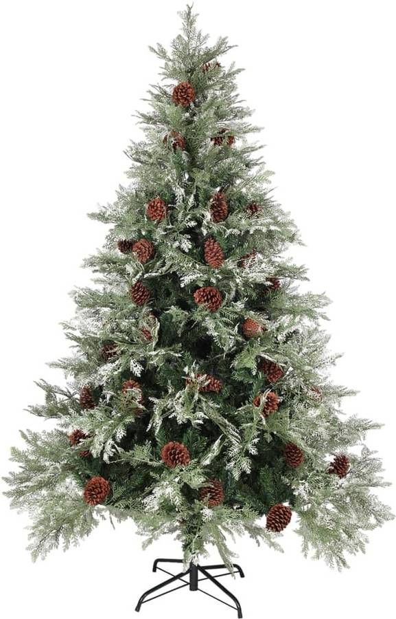 De Navidad Con led y piñas verde blanco pvc pe 150 cm vidaxl 90x150
