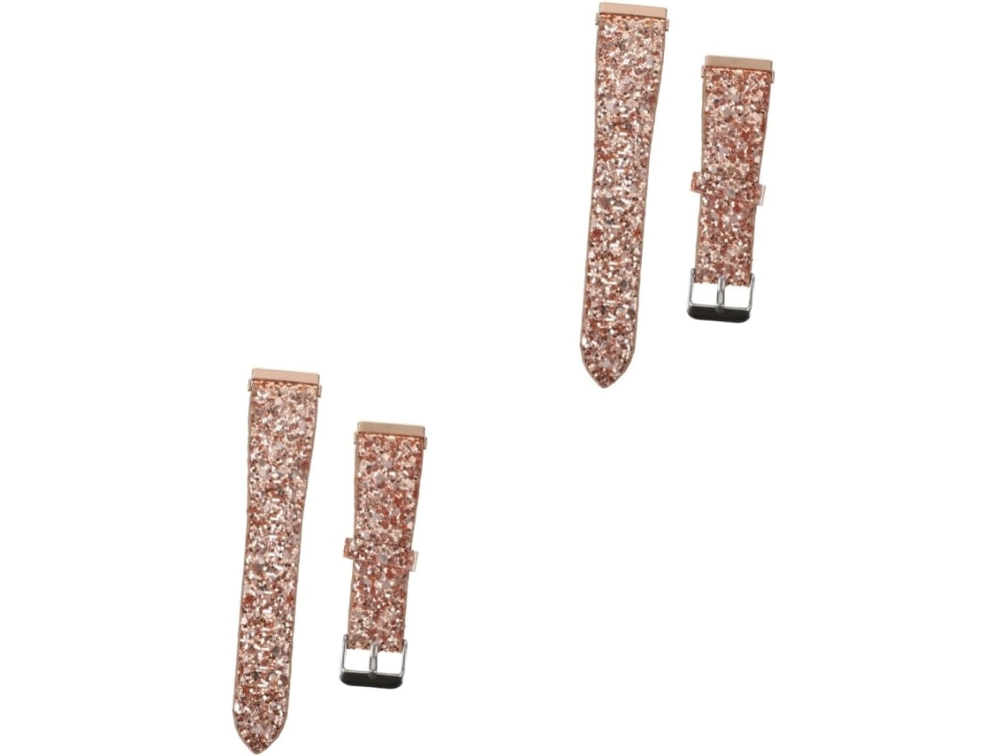 Juego De 2 Correas De Reloj De Cuero Con Lentejuelas Ajustables Y Cómodas, Fáciles De Instalar.