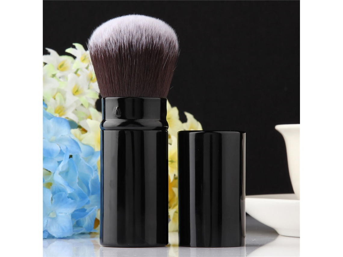 (Brocha para polvos negros) 1 brocha de maquillaje profesional, brocha retráctil para rubor/base de maquillaje