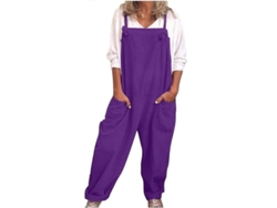 Monos casuales para mujer, de punto, algodón y lino, verano, coloridos, morado