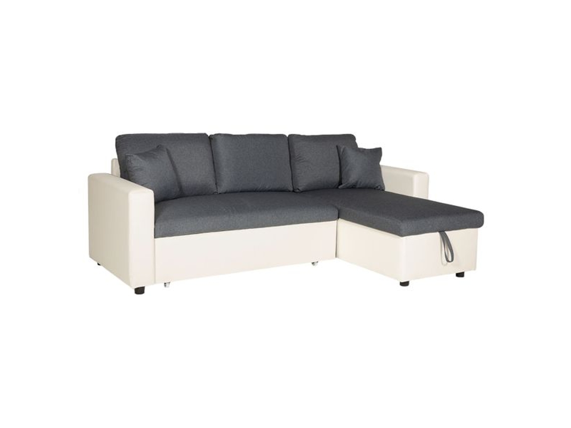 Sofá cama esquinero de 3 plazas CLARK gris y blanco