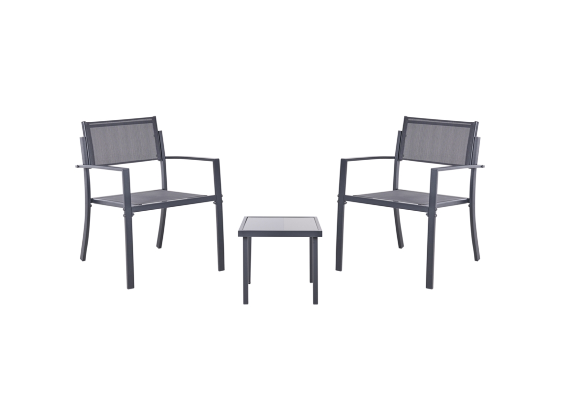 Conjunto Bistro Beliani Tavoleto en acero gris oscuro 35x35x30