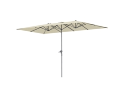 Sombrilla Doble Cara 451x264 Cm Manivela 12 Varillas Mástil Aluminio Blanco Crema