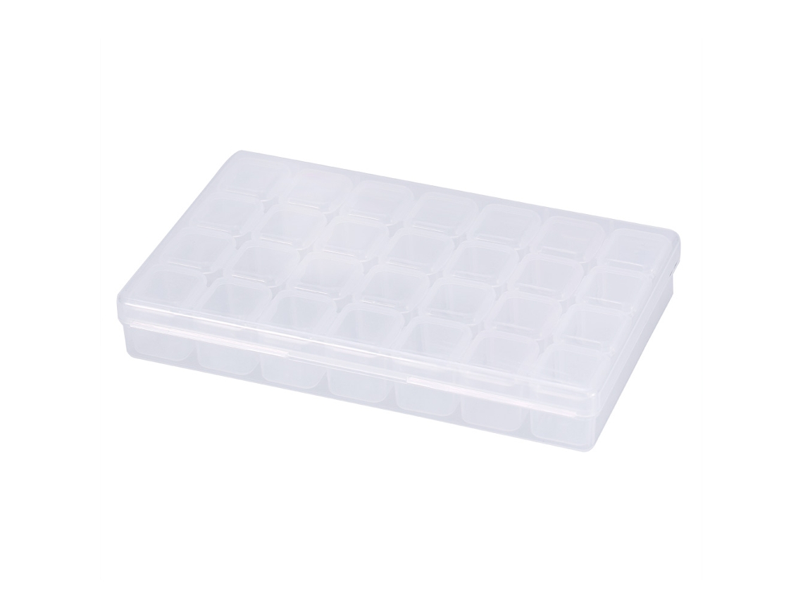 Caja De Almacenamiento Para Decoraciones De Uñas Con 28 Compartimentos Vacíos Para Piedras Rhinestones Y Perlas