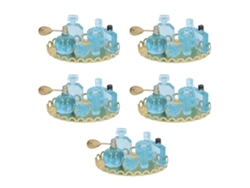 Modelo De Fragrancia Miniatura Botellas De Perfume Para Casa De Muñecas Con Bandeja Dorada Diy Decoración Azul Real 1:12 1:6