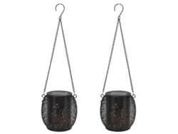 2026-2pcs Linterna Solar De Jardín De Hierro Ip65 Impermeable Luz Ambiente Cálida Colgante Para Jardín Balcón Patio Courtyard