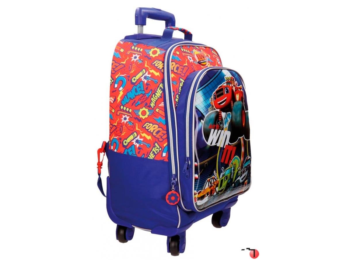 Mochila escolar de 4 ruedas azul brillante