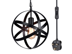 Rebe-lámpara Colgante Industrial De Bola Tomshine Con Base E27, Cable De 14.76ft Y Interruptor, Para Sala Cocina Restaurante (sin Bombilla)