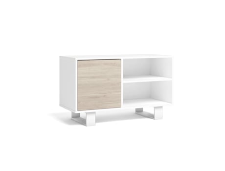 Mueble de TV SKRAUT HOME 100 Wind con Puerta Izquierda (Blanco - Melamina - 95 x 40 x 57 cm)