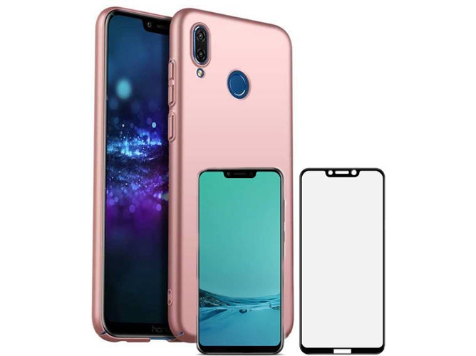 Kit Carcasa y Protector Cristal 5D Honor Play SlimShield Rosa