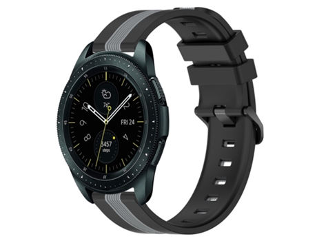 Correa de reloj inteligente para Samsung Galaxy Watch 42 mm 20 mm Correa de reloj de silicona vertical de dos colores (negro + gris)