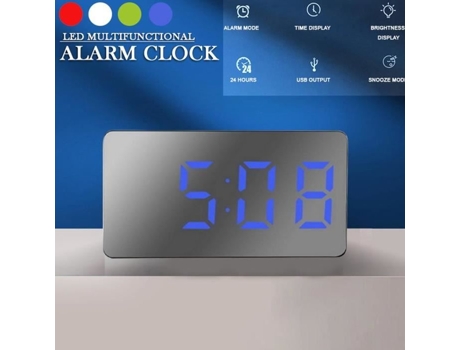 HURRISE Despertador de Espejo LED Reloj Digital Multifuncional Mini Despertador Electrónico para Dormitorio Sala de Estar Oficina