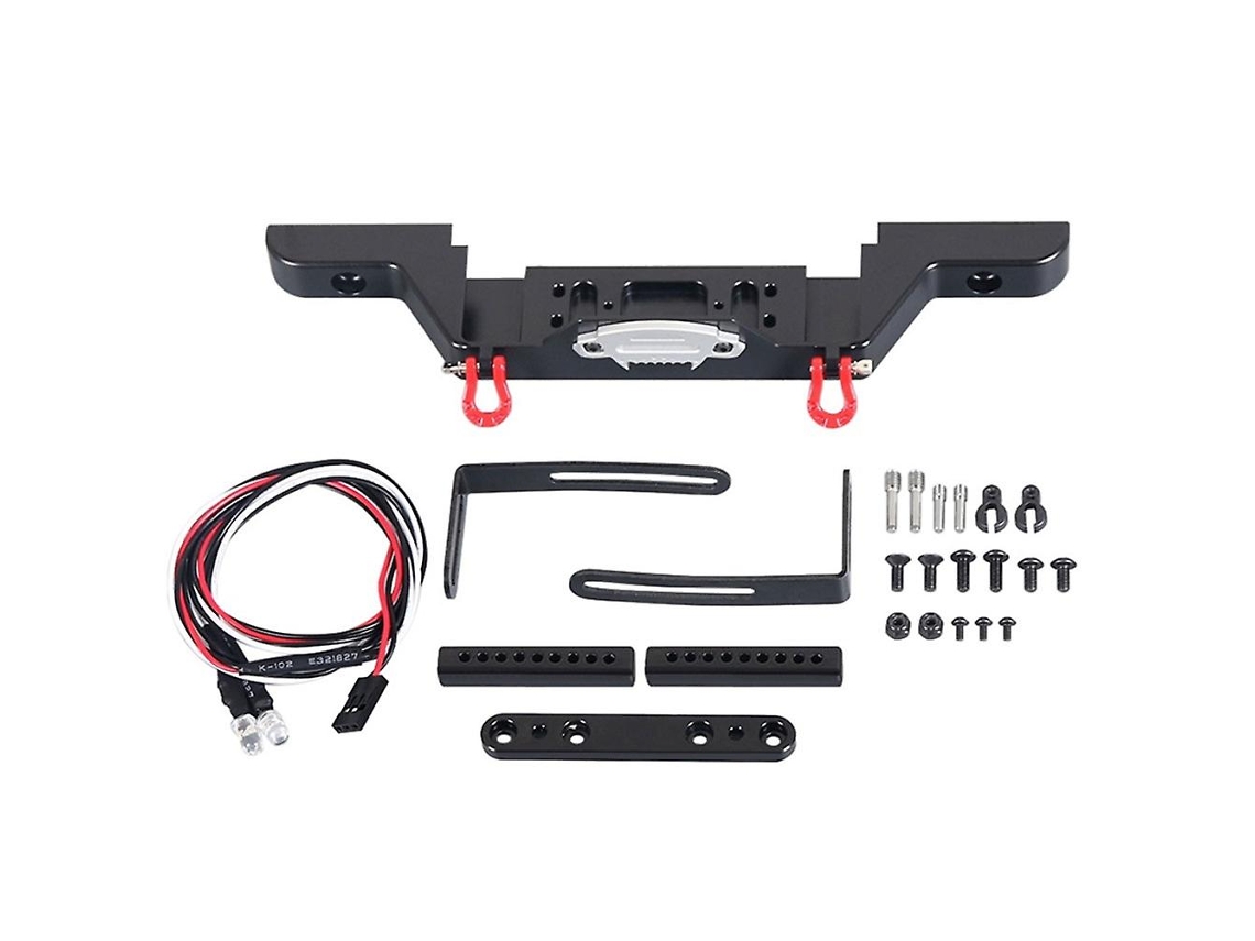 Parachoques delantero anticolisión de metal, accesorios RC, escala 1/10, con luz LED, para SCX10, Traxxas, TRX4, Defender, D90vayotoy