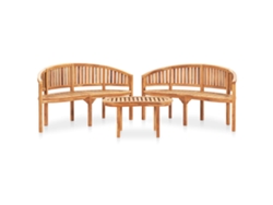 Conjunto de muebles de jardín en forma de plátano de teca maciza Dkd Home Decor