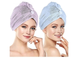 Juego de 2 toallas de microfibra para el cabello con cierre de botón, súper absorbentes y de secado rápido Rosewell