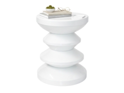 Mesa Auxiliar Y Taburete Relaxdays, Diseño Zigzag, Decoración Salón, Hxd: 46 X 35 Cm, Metal, Blanco