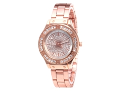 Reloj De Pulsera Analógico De Cuarzo Con Brazalete De Acero Y Pedrería De Lujo (oro Rosa)