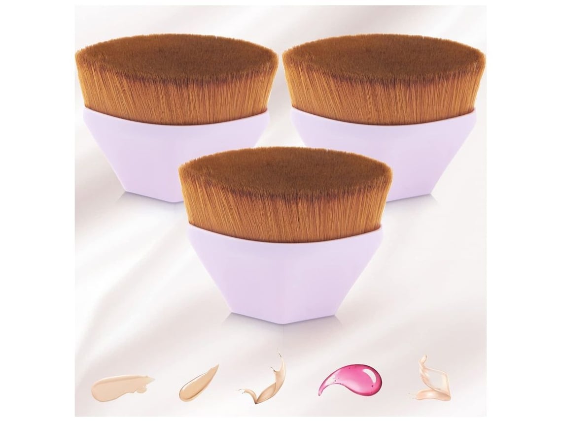 Brochas Kabuki Con Forma De Pétalo Para Base De Maquillaje, Rosa Claro, 3 Unidades