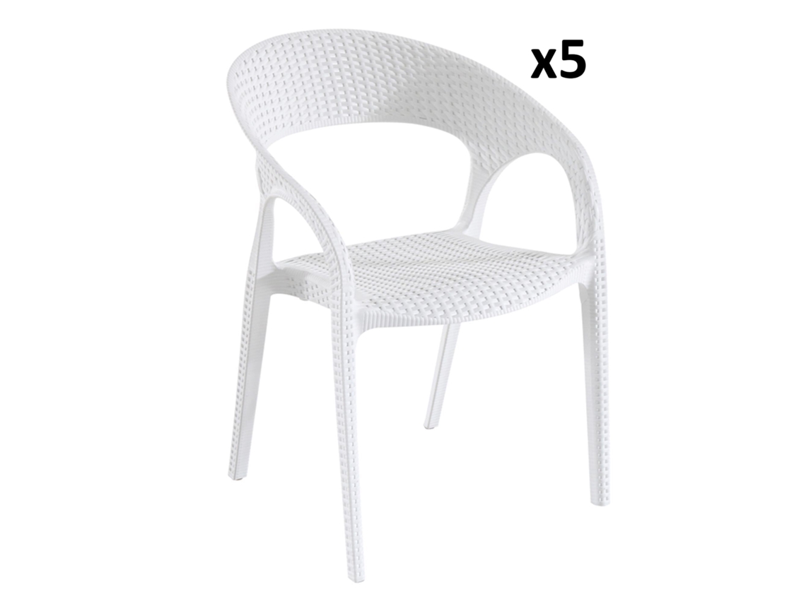 Sillón Bird para interior y exterior, juego de 5, color blanco Garbar