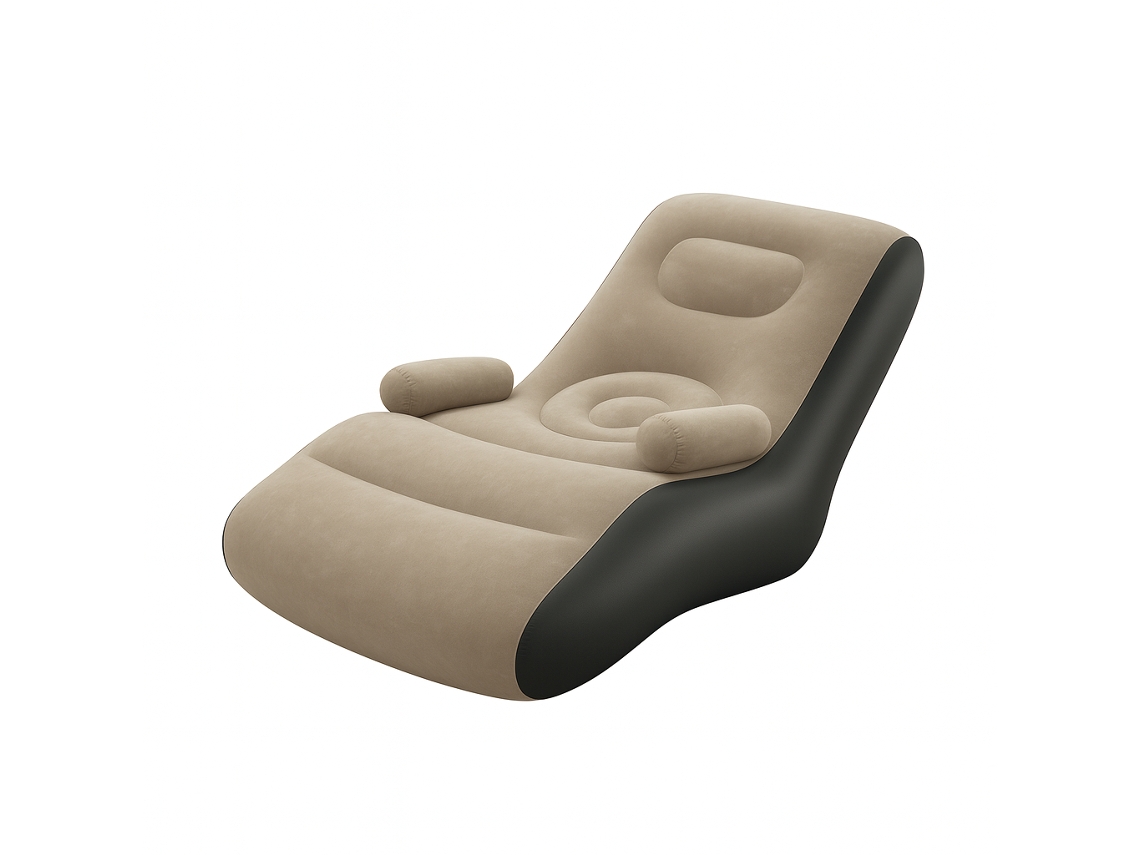 Sofá inflable con puf para casa, jardín y viajes Sanda SD 5852 Arena