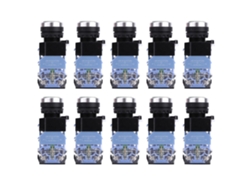 10 Interruptores Autoblocantes Bem38-11ds Con Luz Verde, 1 Encendido, 1 Apagado, Ca/cc 24 V