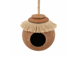 Nido Polski De Cáscara De Coco Natural Ø12 Cm Con Cuerda De Yute, Con Escalera, Para Jaula De Pájaros Pequeños Y Medianos
