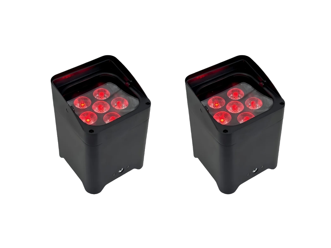 Focos LED Par, 6 x 18 W RGBWA UV, control inalámbrico y wifi, negros, enchufe europeo OEM
