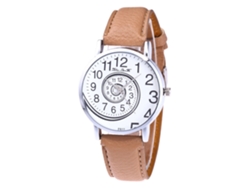Reloj De Pulsera Analógico De Cuarzo Redondo De Aleación Para Hombre Y Mujer, Color Beige.