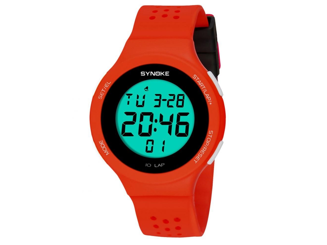 Reloj Electrónico Multifuncional Impermeable Digital Deportivo Synoke Rojo