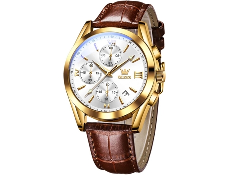 VEANXIN Reloj cronógrafo para hombre, reloj de cuarzo con correa de cuero a la moda para hombre(blanco)